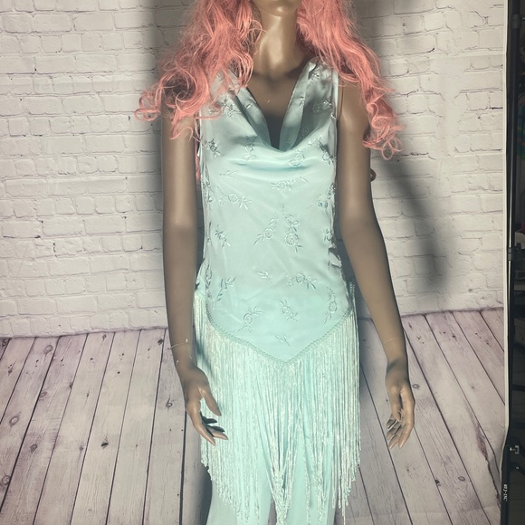 Two Piece Teal Pants and Blouse Size 8 - Picture 1 of 6